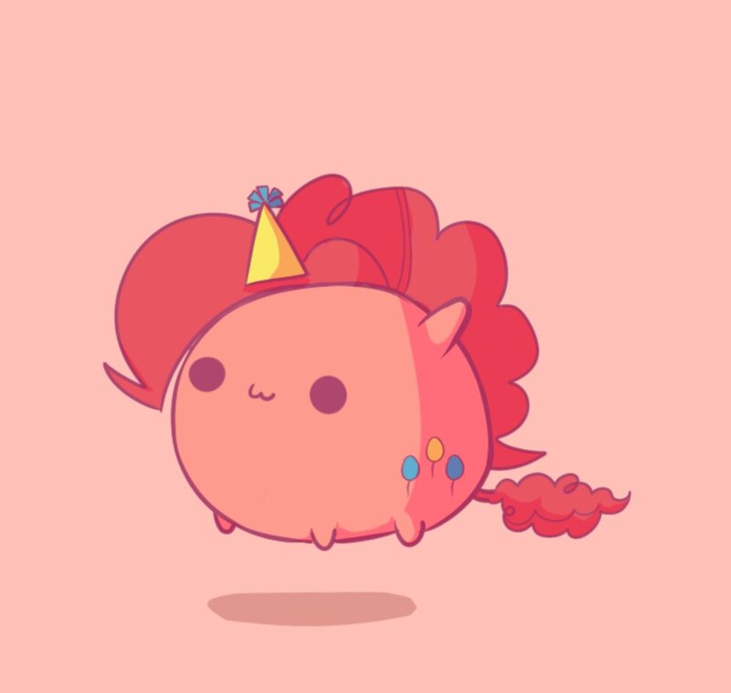 Pink Pony Character — Playful, Digital Art, Party Hat