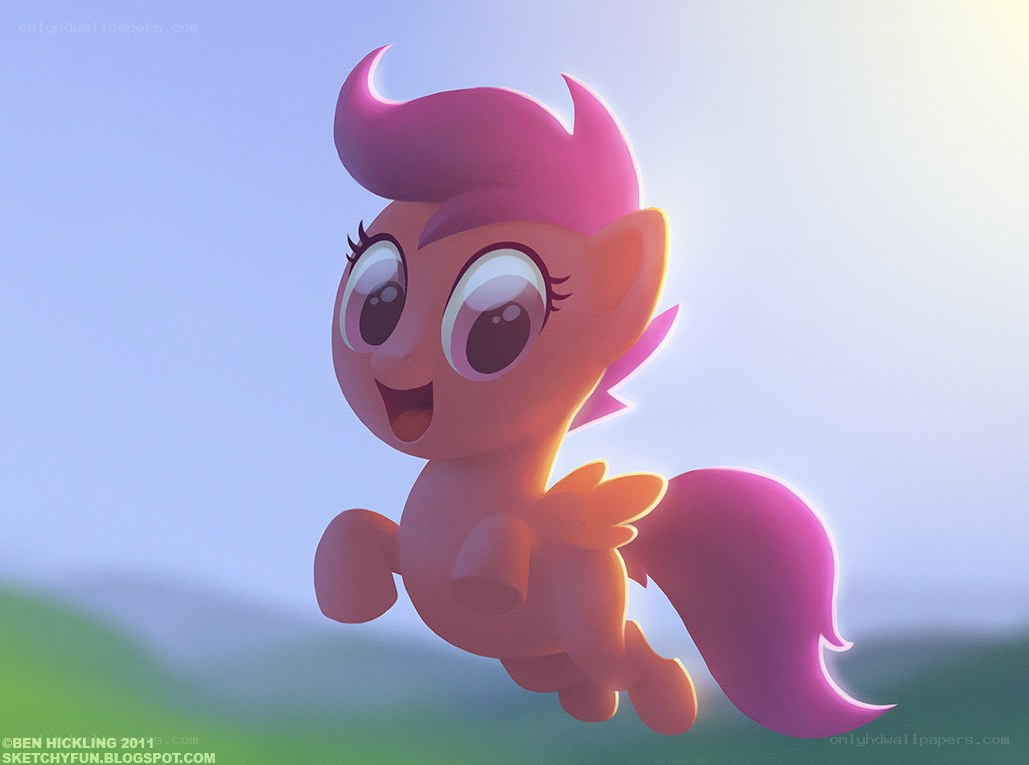 Pink pony flying in sunlight