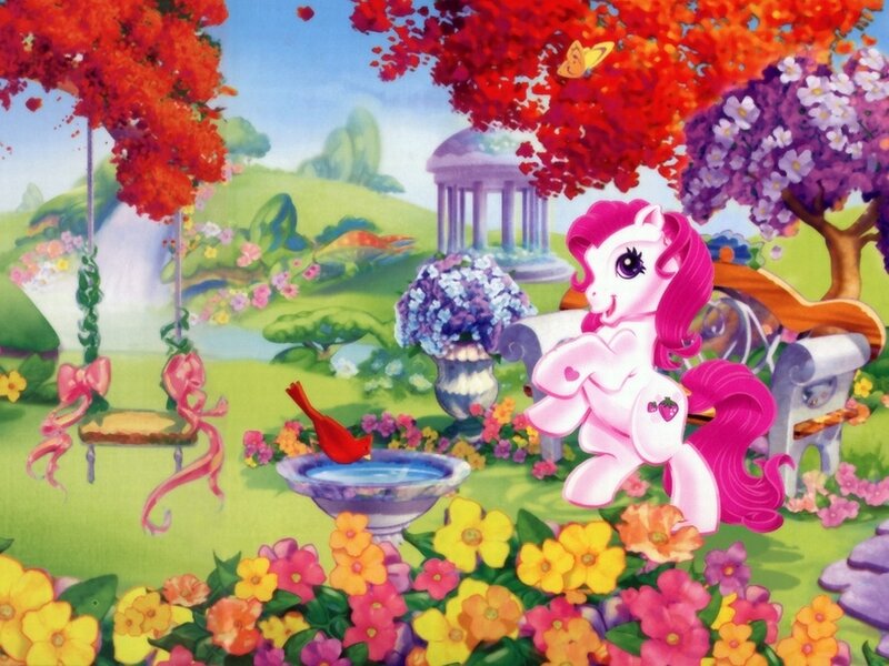 Pink Pony in Garden — Cheerful