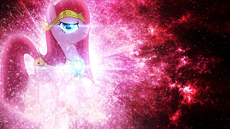 Pink Pony with Glowing Eyes — Dramatic, Digital Art