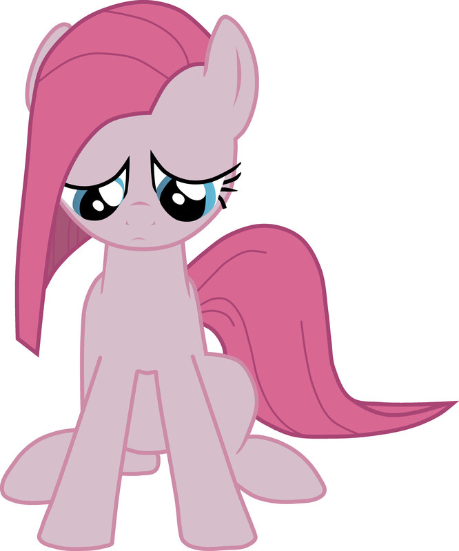 Pink pony with sad expression