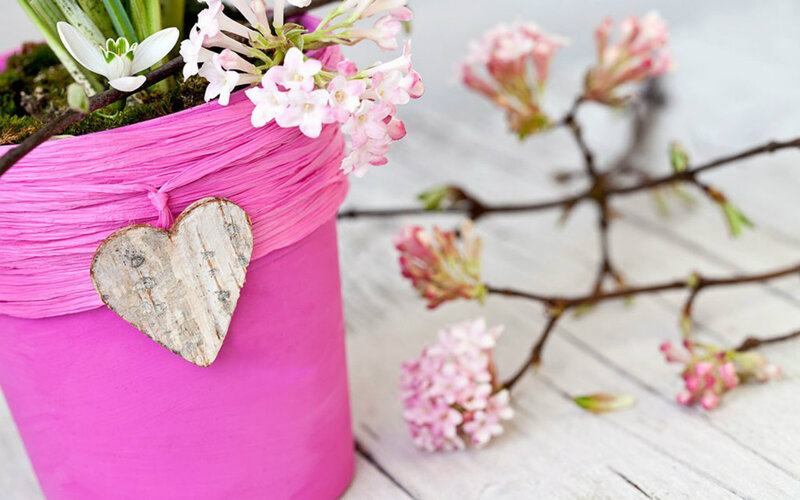 Pink Pot with Flowers