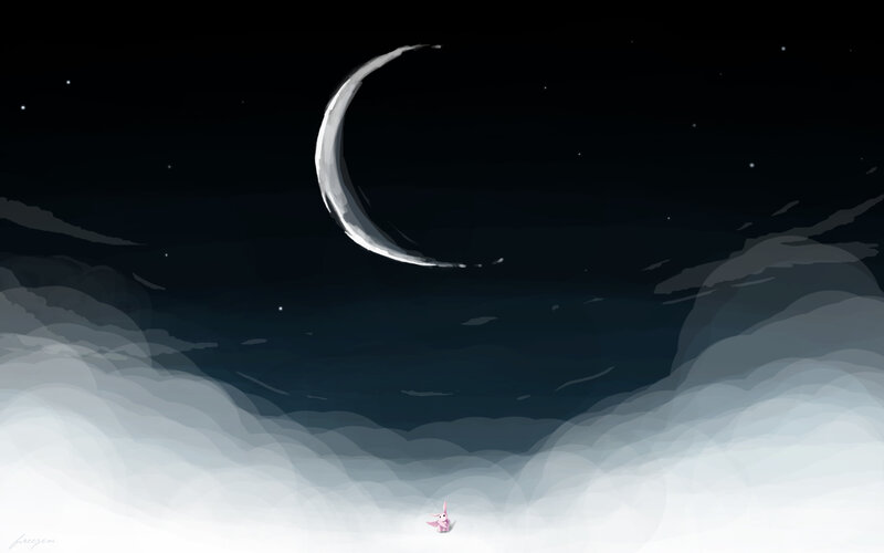 Pink Rabbit in Clouds