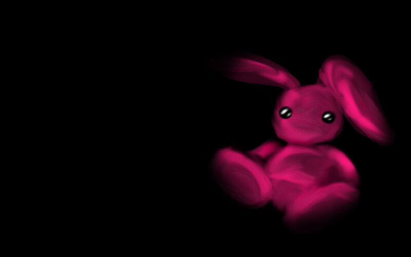 pink rabbit in darkness