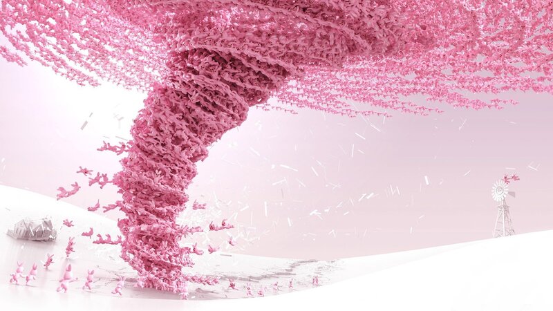 Pink Rabbit Tornado — Chaotic, 3d Render, Windmill