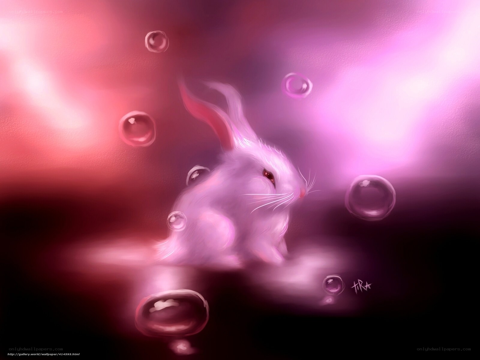 pink rabbit with bubbles