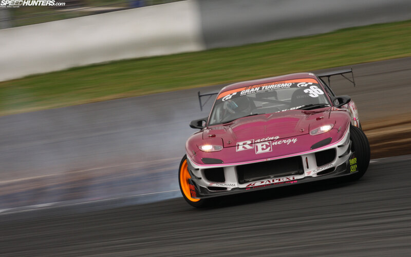 pink race car drifting