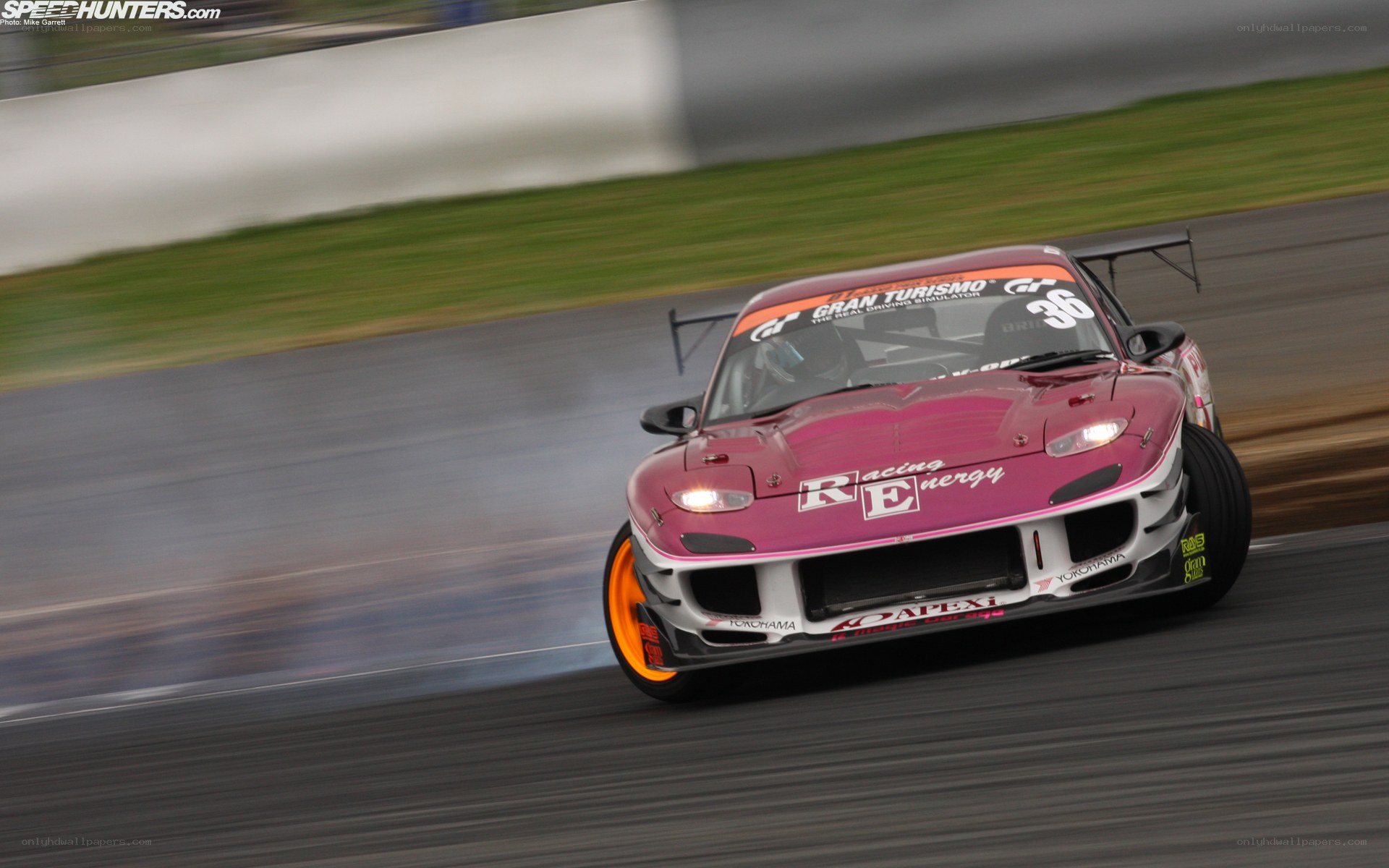 pink race car drifting