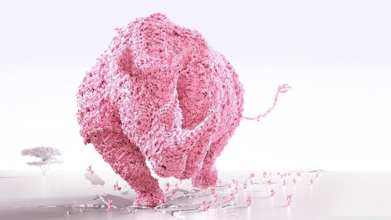 Pink Rhinoceros Sculpture