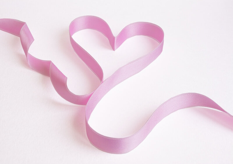 Pink ribbon heart shape