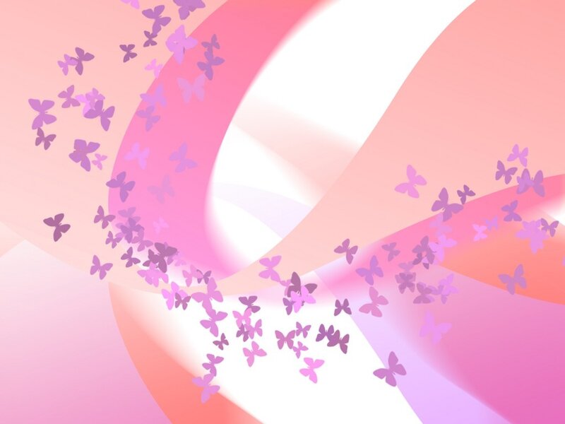 Pink Ribbon with Butterflies