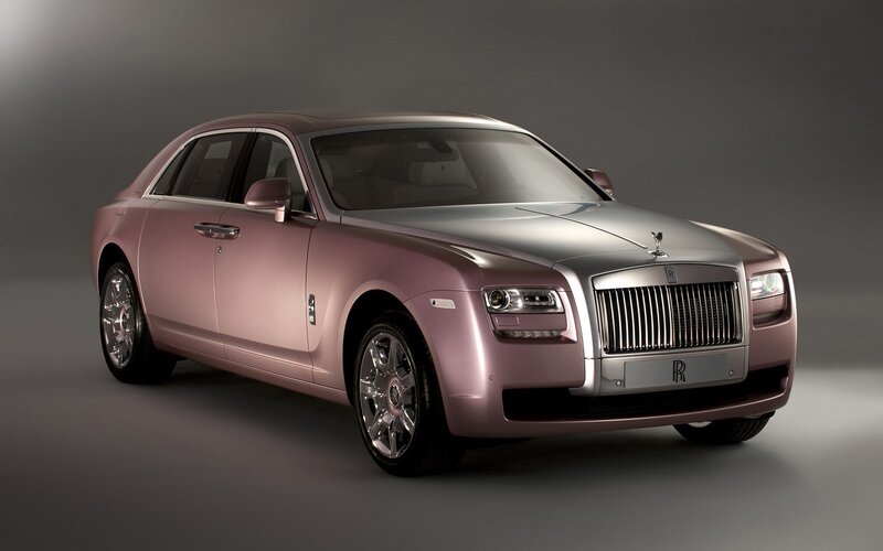 Pink Rolls-Royce Sedan — Dramatic, Photograph