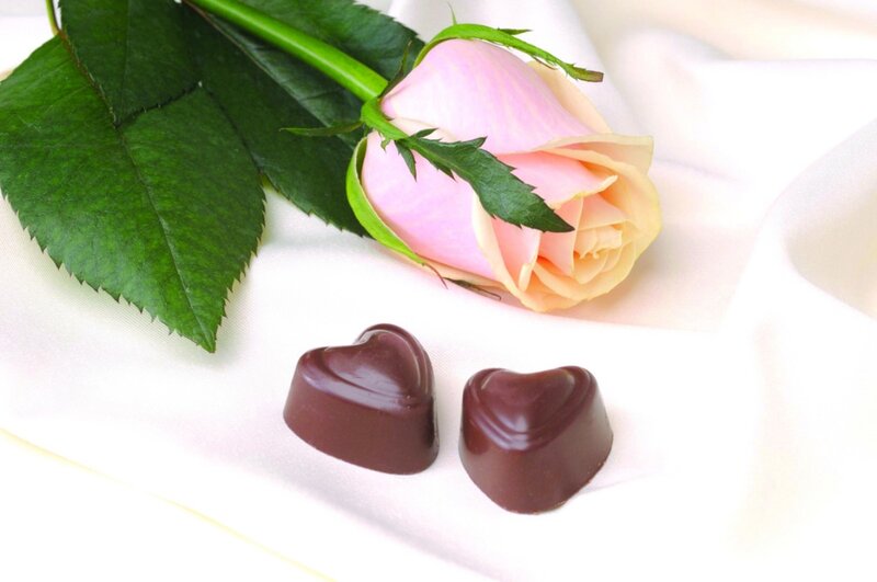 Pink Rose and Chocolates — Romantic, Photograph