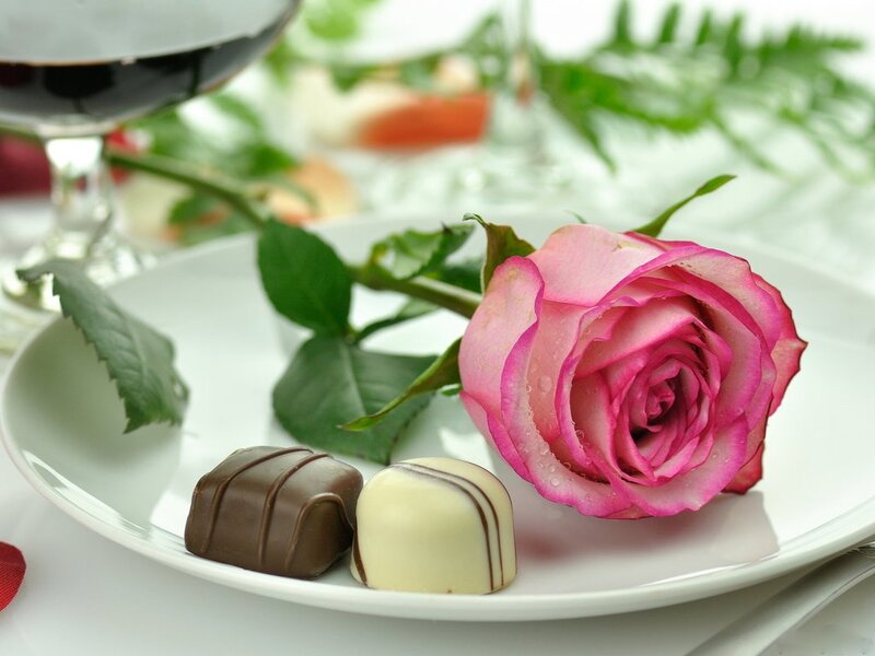 Pink Rose and Chocolates — Romantic