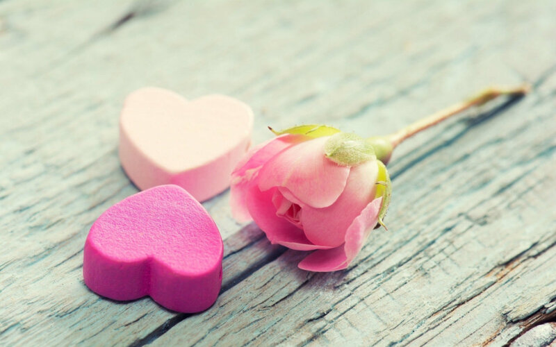 Pink Rose and Heart Candies — Romantic