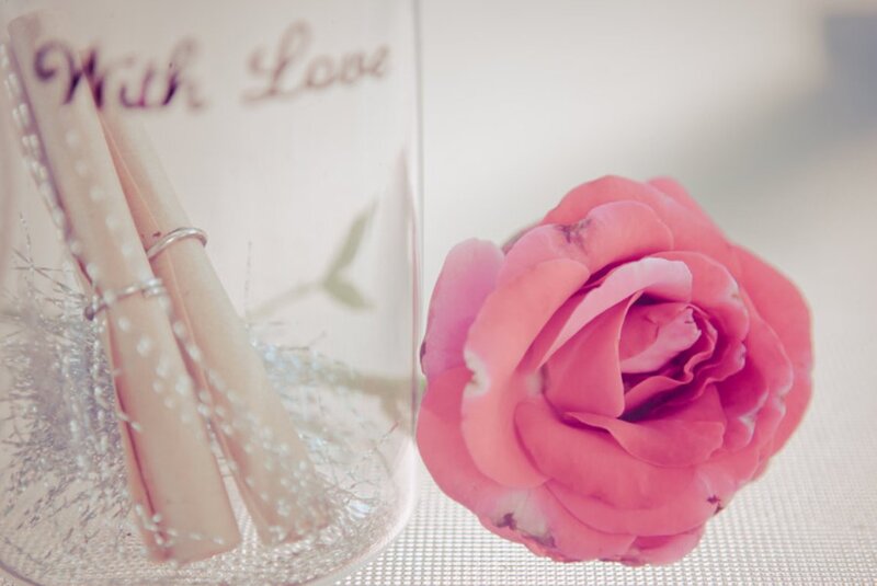 Pink Rose and Rolled Scrolls