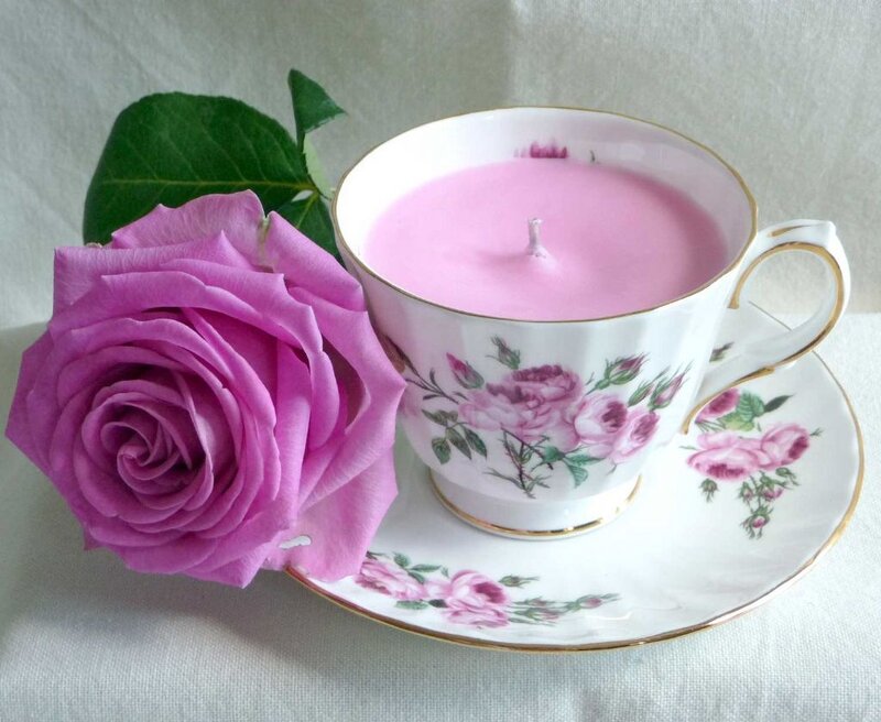 Pink Rose and Teacup — Serene, Photograph