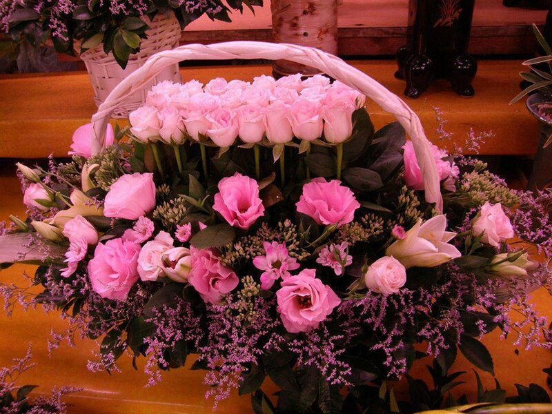 Pink Rose Basket