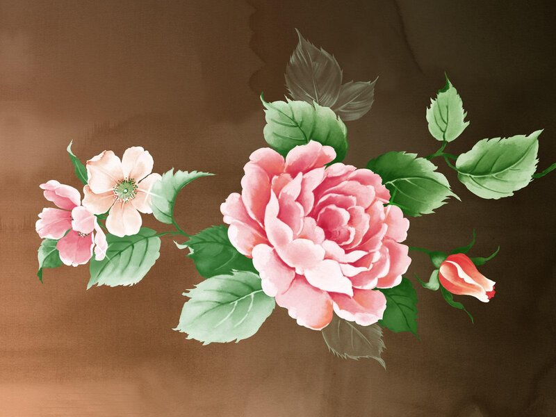Pink Rose Bouquet — Calm, Illustration