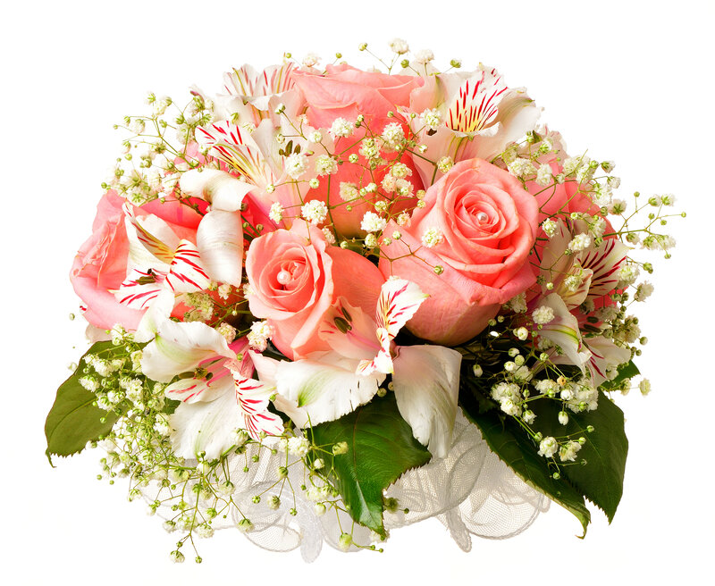 Pink Rose Bouquet — Calm, Photograph, Alstroemeria