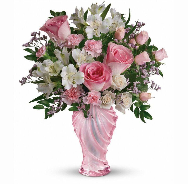 Pink Rose Bouquet — Calm, Photograph, Vase, Alstroemeria