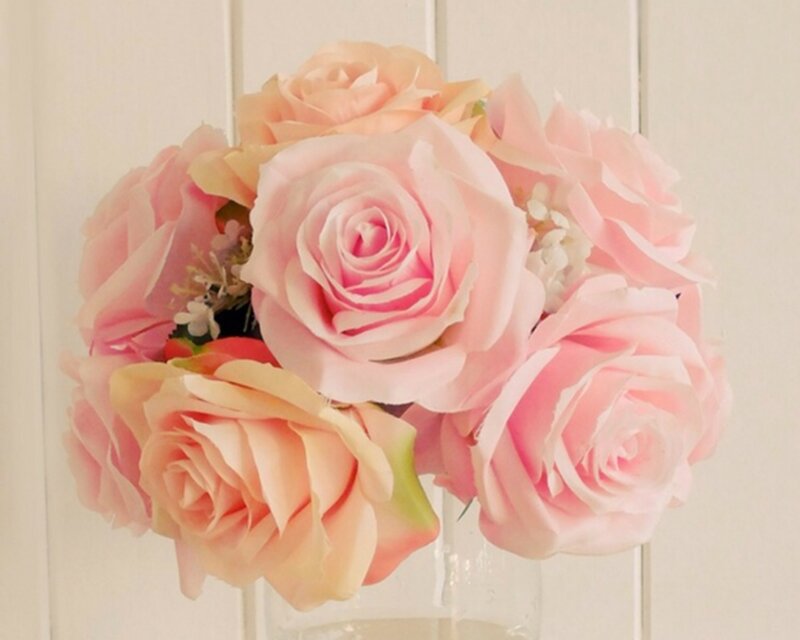 Pink Rose Bouquet — Calm, Photograph, Vase, Flowers, Wall