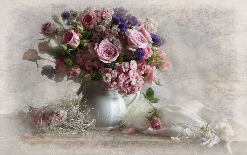 Pink Rose Bouquet — Serene, Painting