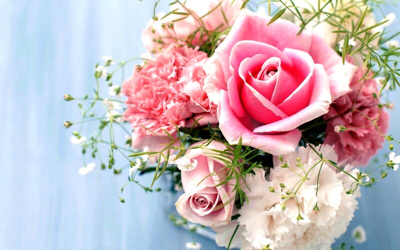 Pink Rose Bouquet — Serene, Photograph, Carnations