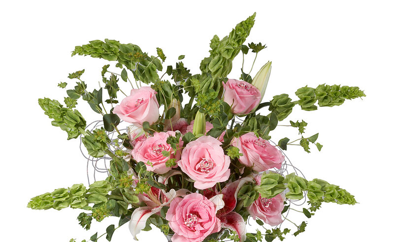 Pink rose bouquet with greenery