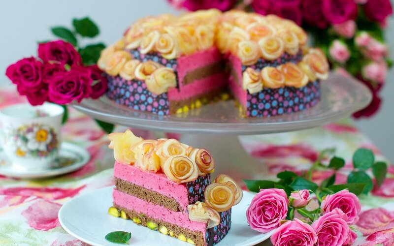 Pink Rose Cake — Festive, Afternoon