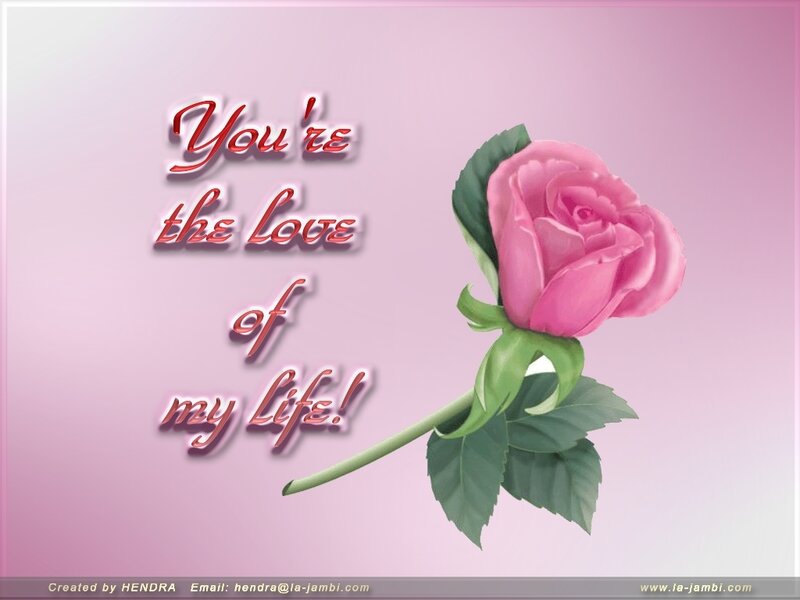 Pink Rose Flower — Romantic, Digital Art, Text