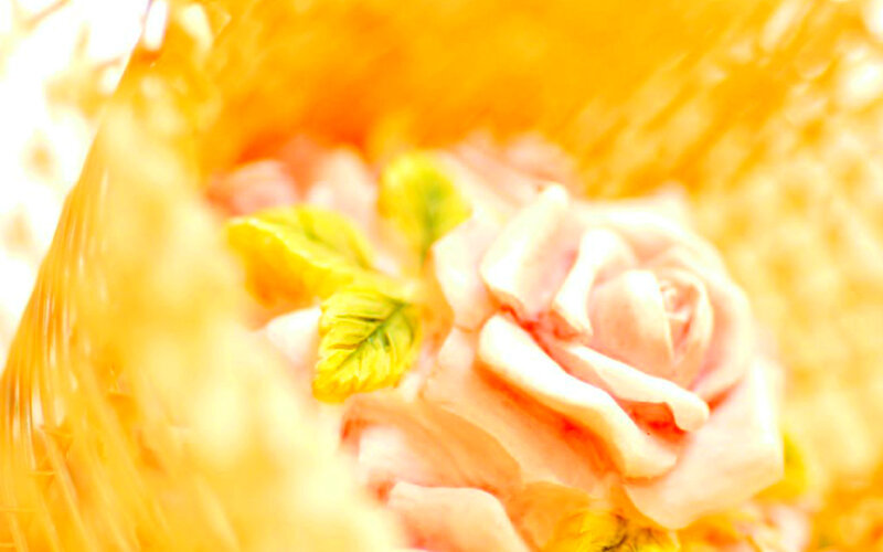 Pink Rose in Basket