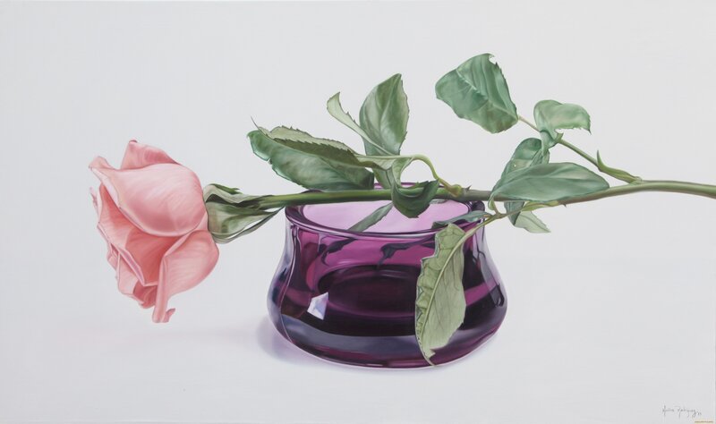 Pink Rose in Purple Vase — Serene