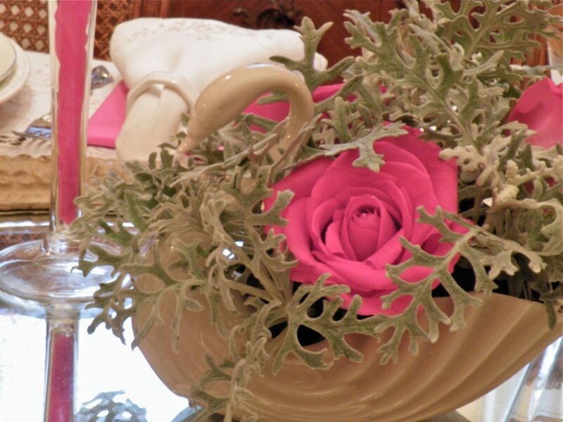 Pink Rose in Swan Vase