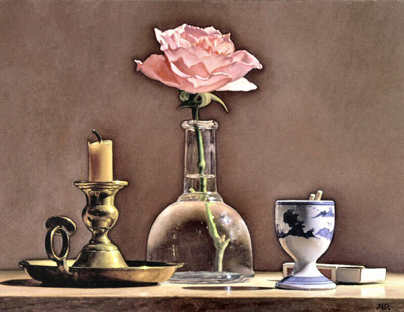 Pink Rose in Vase — Brown
