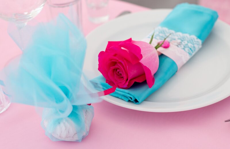 Pink Rose on Napkin