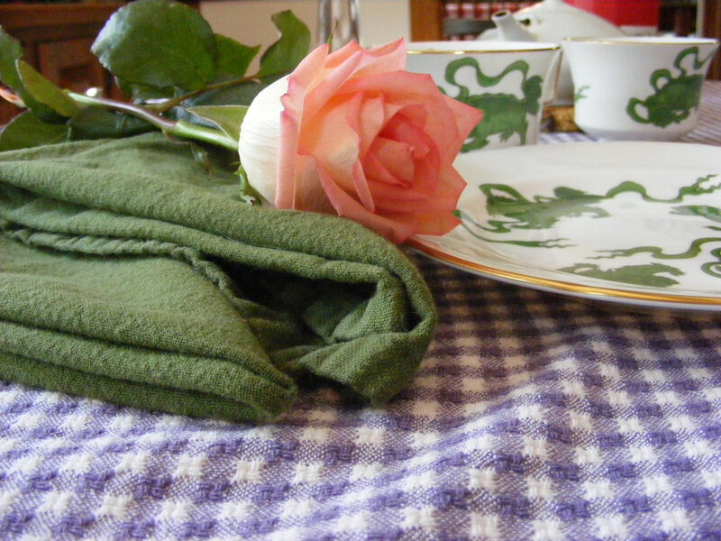 Pink Rose on Table — Green