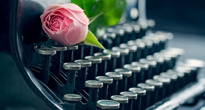 Pink Rose on Typewriter