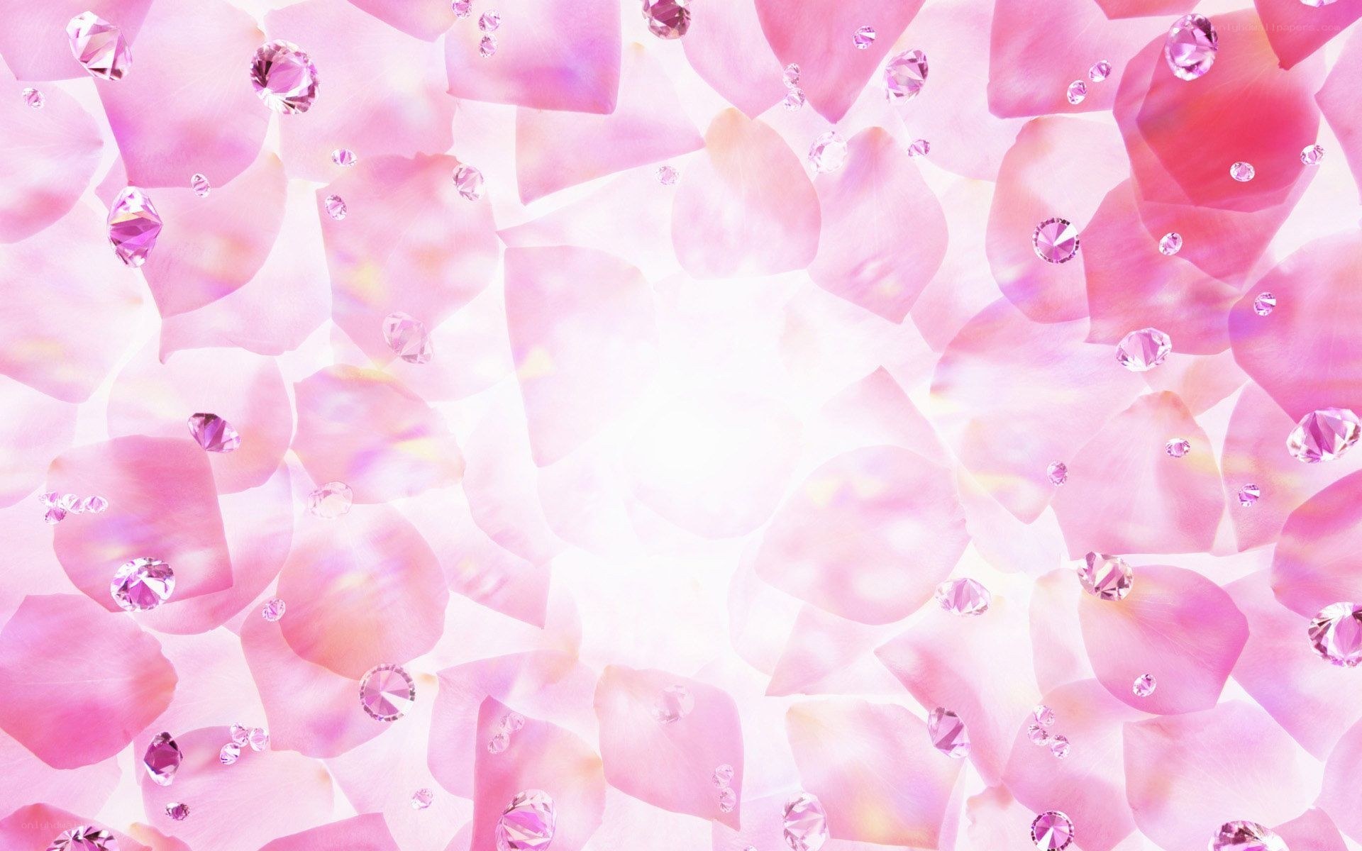 pink rose petals with diamonds