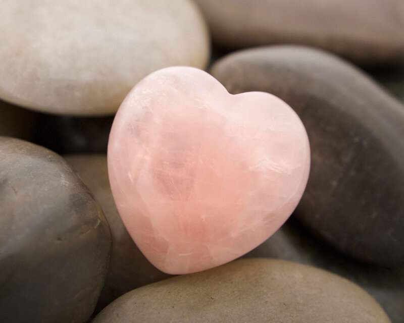 Pink Rose Quartz Heart — Calm