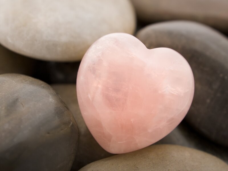 Pink Rose Quartz Heart — Serene, Photograph, Rocks