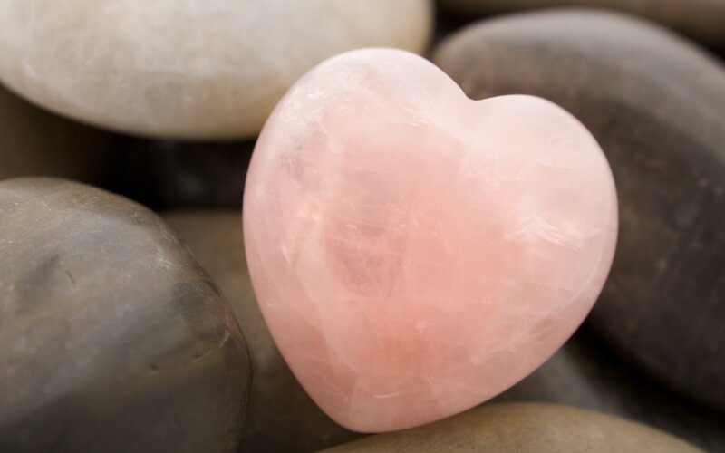 Pink Rose Quartz Heart — Serene, Photograph