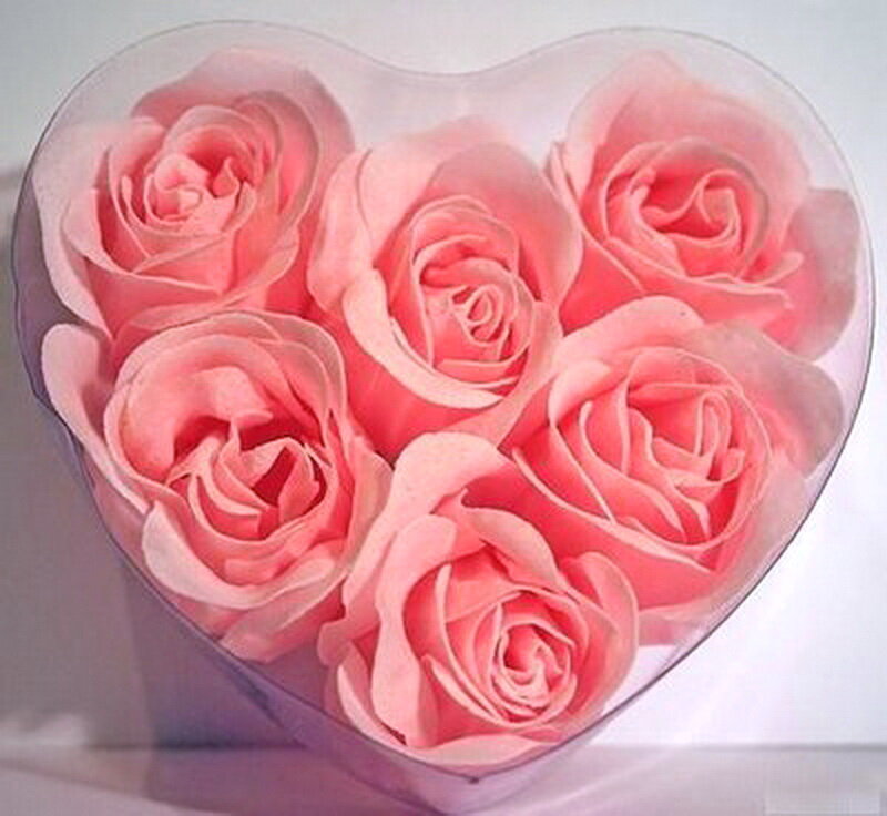 Pink Rose Soaps in Heart Box