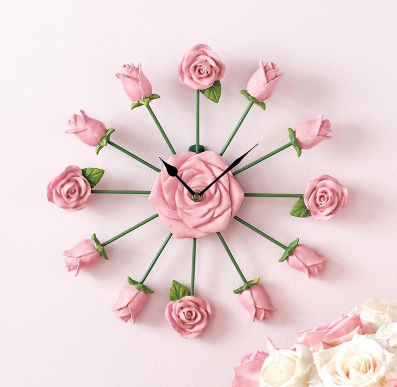Pink Rose Wall Clock