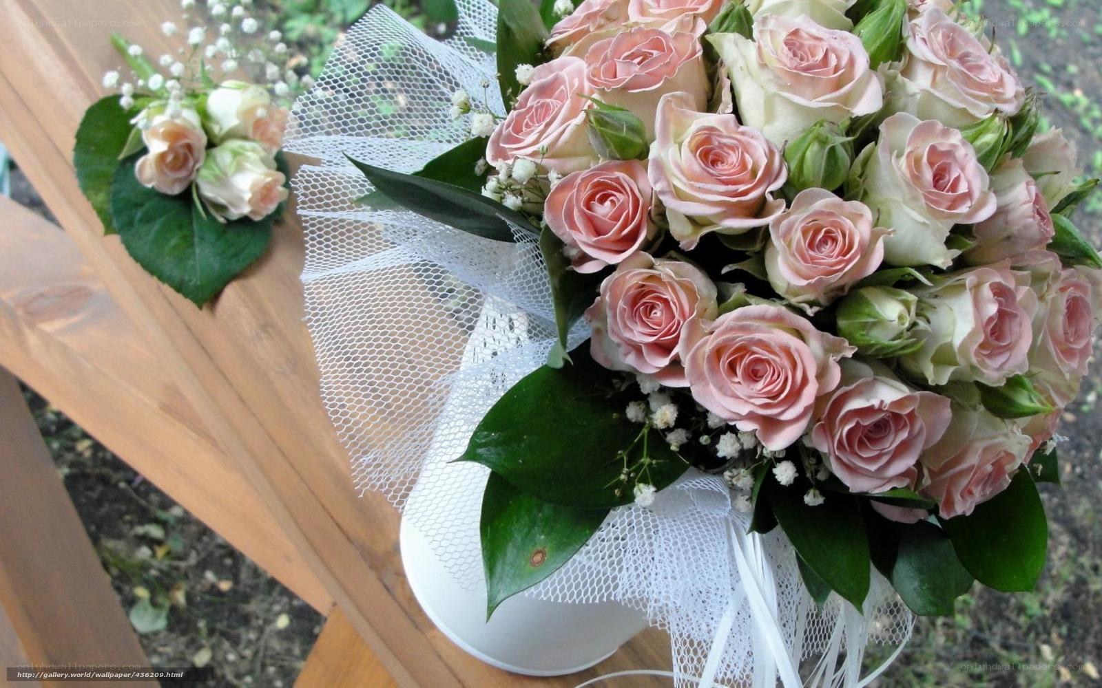 Pink rose wedding bouquet