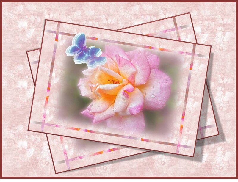 Pink Rose with Butterfly — Serene, Digital Art