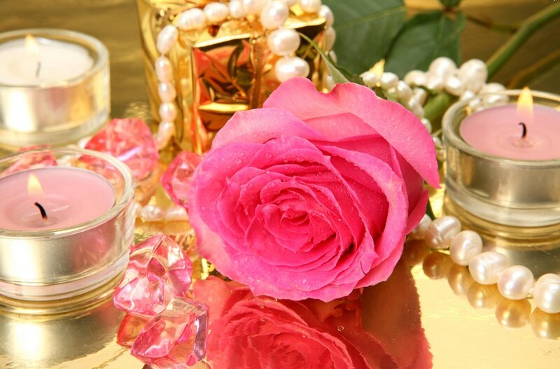 Pink Rose with Candles — Serene