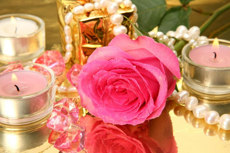 Pink Rose with Candles