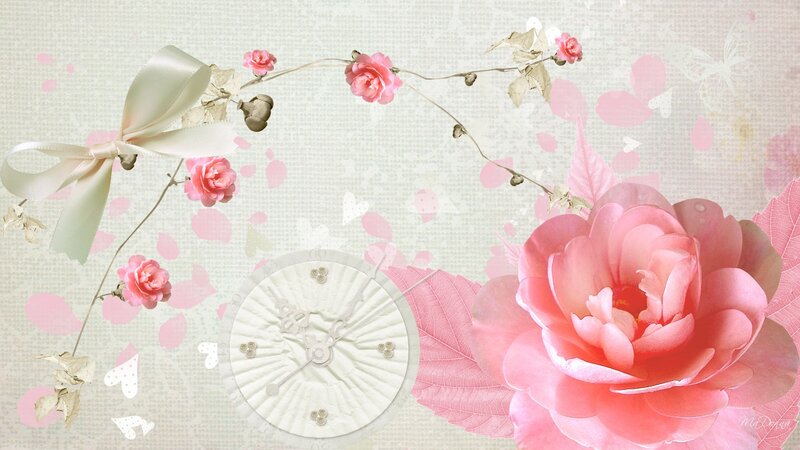 Pink Rose with Clock