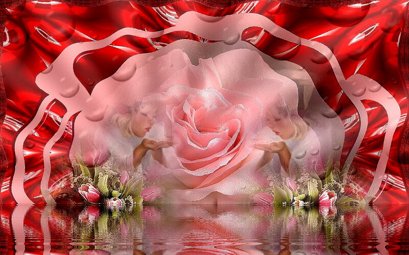 Pink Rose with Figures